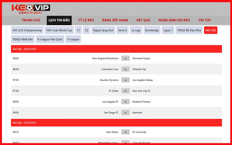 Lịch thi đấu KEOVIP cập nhật đầy đủ các giải đấu bóng đá quốc tếAlt: Lịch thi đấu KEOVIP cung cấp chính xác thời gian thi đấu các giải quốc tế